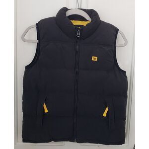 Boys Cat Equipment Puffer Vest Caterpillar 10/12 Black Yellow‎